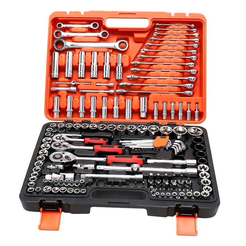 46-piece socket ratchet wrench barrel and sleeve combination tool box