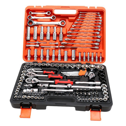 46-piece socket ratchet wrench barrel and sleeve combination tool box