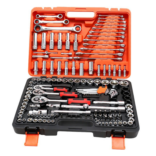 46-piece socket ratchet wrench barrel and sleeve combination tool box